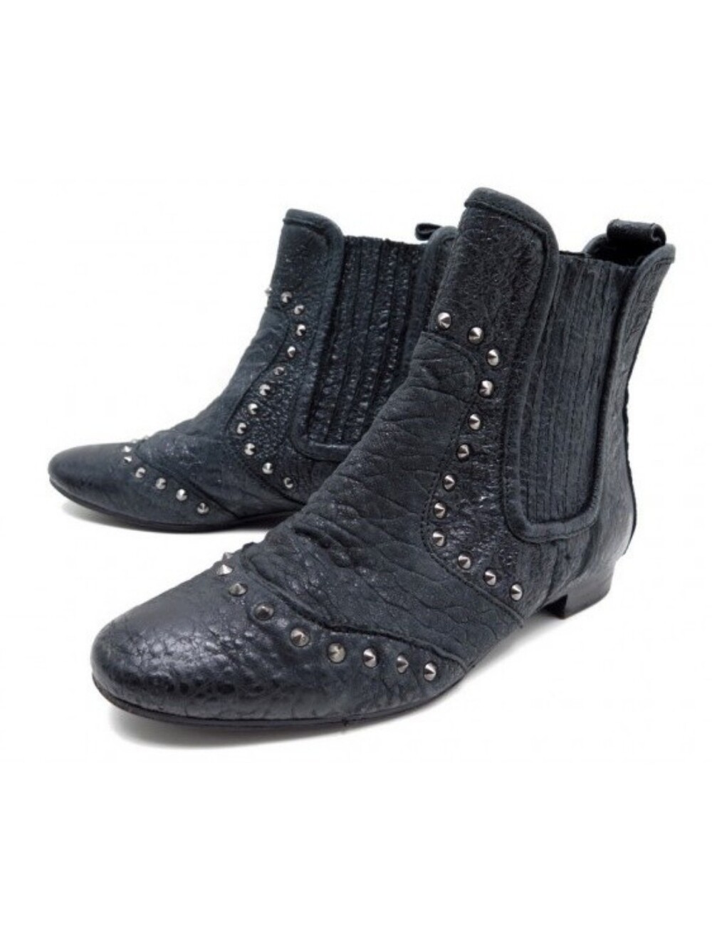 ZADIG & VOLTAIRE Black Leather Stud Low Cut Ankle Boots EU 38 US 7-7.5